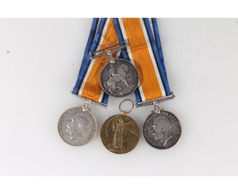 Three WWI war medals to Kings Own Scottish Borderers KOSB to include [9944 PTE J PARK K O SCO BORD], [100 W O CL II R AINSLIE