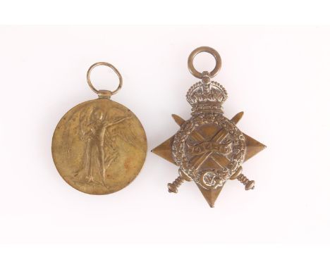 Medals of 3947 Private W McClure of the Highland Light Infantry comprising WWI victory medal and 1914-15 star [3947 PTE W LCC