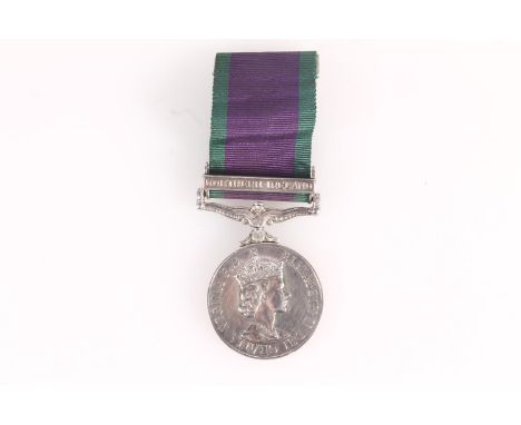 Medal of 24460189 Private G R Riddell of the Kings Own Scottish Borderers Elizabeth II general service medal (1962 For Campai
