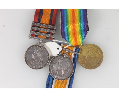 Medals of 2813/31258 Private D Barrie of the Royal Scots comprising Boer War Queens South Africa medal with 'BELFAST' 'ORANGE