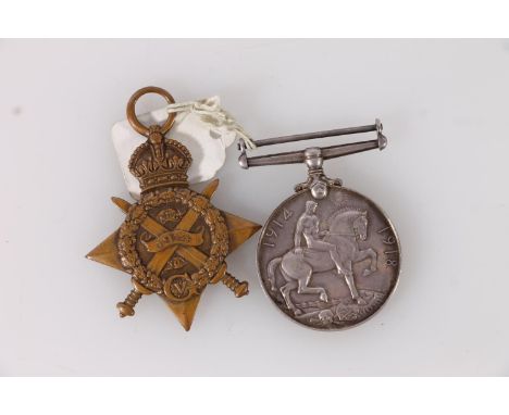 Medals of 5723 Private L S Barnes of the Royal Army Medical Corps comprising WWI war medal and 1914 Mons star [5723 PTE L S B
