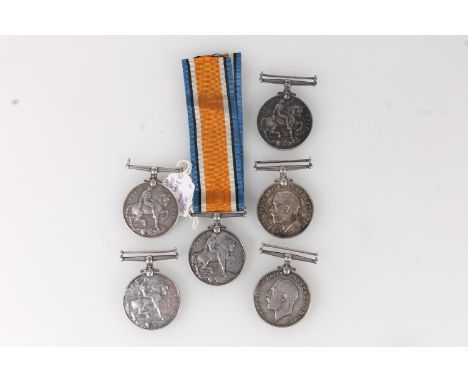 Six WWI war medals to Scottish regiments Gordon Highlanders, Seaforth Highlanders, Royal Scots Fusiliers and Highland Light I