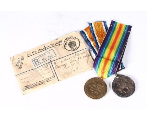 Medals of G/74410 Private Adam Stempel of the Middlesex Regiment, comprising WWI war medal and victory medal [G-74410 PTE A S