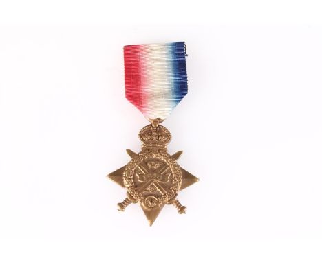 Medal of 6505 Private W Dustan of the 2nd Battalion Devonshire Regiment comprising WWI 1914 Mons star [6505 PTE W DUSTAN 2/DE