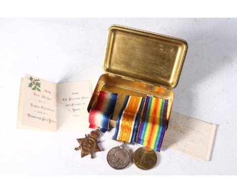 Medals of CMT-1930 Private John Dickson of the Army Service Corps comprising WWI war medal, victory medal and 1914-15 star [C