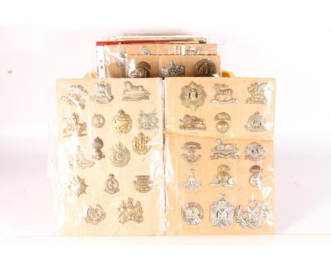 Large collection of cap badges and buttons to include Royal Scots Greys, Kings Own Hussars, 3rd Dragoon Guards, Fife and Forf