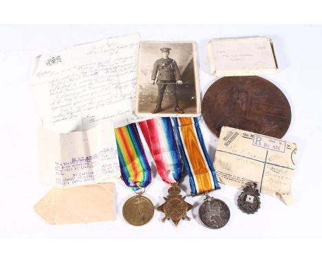 Medals of 20102 Private John Albert Fawcett of the 9th Battalion West Yorkshire Regiment (Prince of Wales Own), who died 28th
