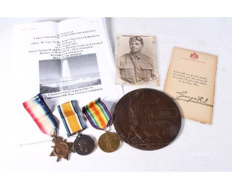 Medals of 18122 Private William Johnson Barnett of D Company 1st Battalion Kings Own Scottish Borderers KOSB, who died 25th A