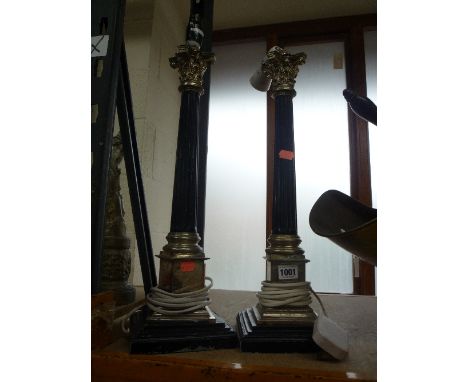 A PAIR OF CORINATHIAN COLUMN LAMP BASES, height approximately 51cm (2)