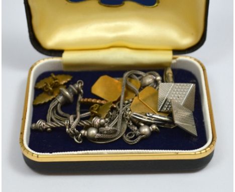A COLLECTION OF ITEMS, to include three pairs of cufflinks and one fancy chain, one pair of cufflinks hallmarks for Birmingha