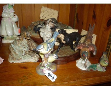 VARIOUS STUDIO POTTERY ANIMALS, to include Swedish Dog, sculptures by Angela Vause (s.d.), together with Royal Worcester and 