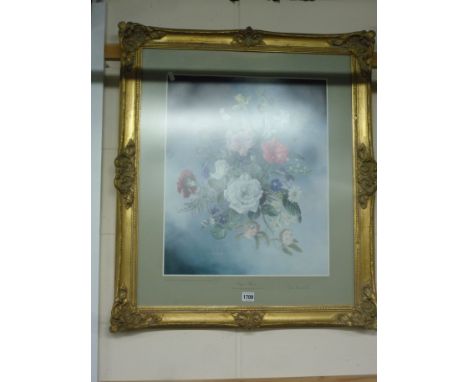 A LIMITED EDITION PRINT, Floral Display, 90/250, signed John Lancaster, in gilt frame