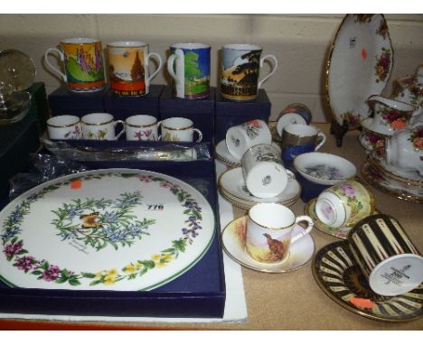 VARIOUS MODERN ROYAL WORCESTER TABLEWARES AND TRINKETS, to include James Stinton 'Game Birds', Samuel Astles 'English Flowers