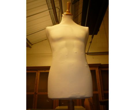 A MALE TORSO SHOP WINDOW MANNEQUIN, on tripod stand
