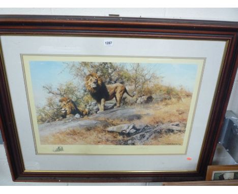 DAVID SHEPHERD, 'Two Gentleman of Savuti', signed Limited Edition print, 670/1500, 40cm x 68cm
