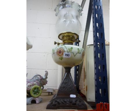 AN ART NOUVEAU STYLE OIL LAMP