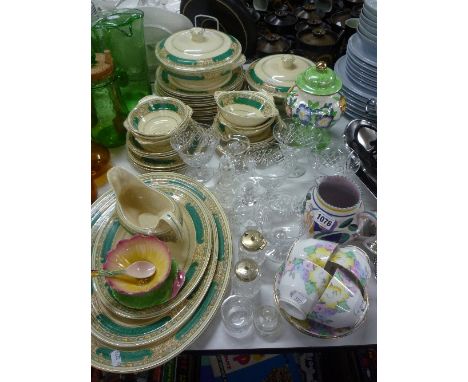 VARIOUS CERAMICS AND GLASS, to include Poole Pottery jug, Maling lustre covered pot, Royal Winton, Booths 'Silcon China' dinn