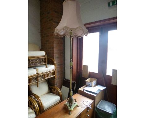 A BRASS AND ONYX STANDARD LAMP