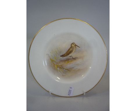 A ROYAL WORCESTER PLATE, 'Snipe', signed 'L. Maybury', diameter approximately 20cm