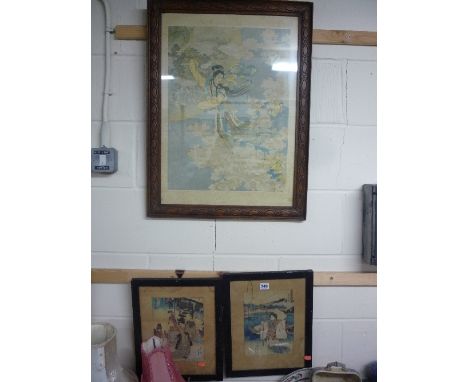 A PAIR OF JAPANESE WOODBLOCK PRINTS, one inscribed Kunisada and another Japanese print (3)