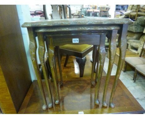 A MODERN NEST OF THREE TABLES, and a travelling trunk (2)