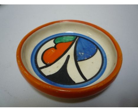 A CLARICE CLIFF BIZARRE TRINKET DISH, diameter approximately 7.5cm