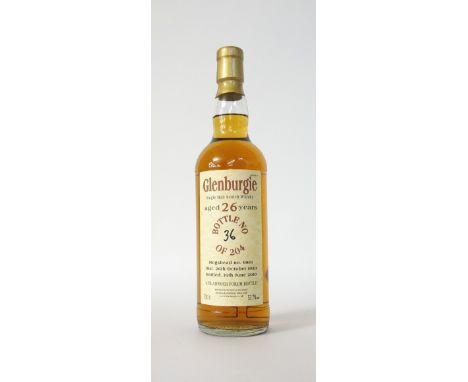 GLENBURGIE 26YO - BLADNOCH FORUM
An aged single cask bottling of Glenburgie single malt scotch whisky.  26 years old.  70cl. 