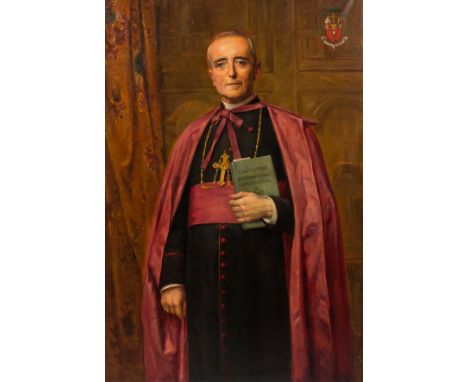 Full title: Belgian school: Portrait of Mgr. Eugene Van Rechem, oil on canvas, first half 20th C.Description: Work: 131 x 90,