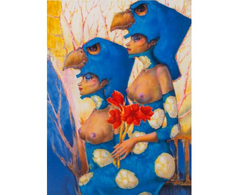 Full title: Jef Van Tuerenhout (1926-2006): 'Deux femmes a la fleur rouge', lithograph in colours, ed. 22/150Description: Wor