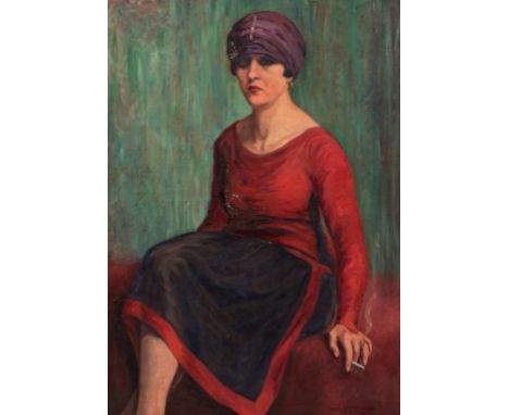 Full title: Albert Arthur Gregoire-Ribet (1882-1966): Portrait of a lady, oil on canvas, dated 1925Description: Work: 111 x 8