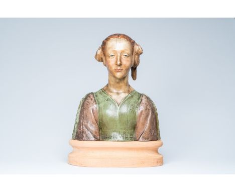 Full title: Italian school, follower of Desiderio da Settignano (1428-1464): Portrait bust of Marietta Strozzi, polychrome de