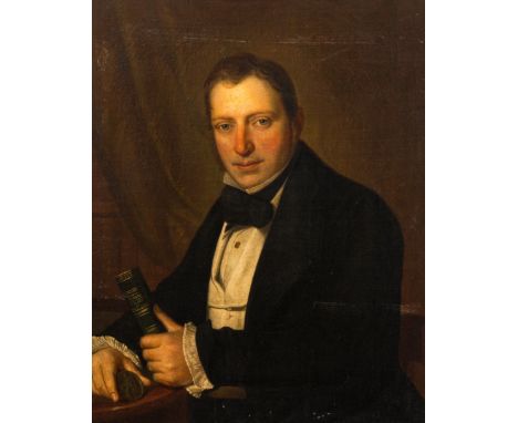 Full title: Charles Picque (1799-1859): Portrait of a young numismatist, possibly his son Camille Picque (1834-1909), oil on 