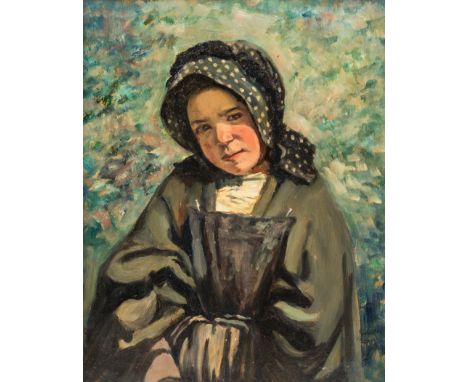 Full title: French school, presumably G. Jacques (?): Portrait of a girl, oil on board, Paris, dated 1920Description: Work: 4