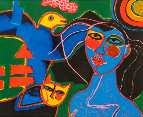 Full title: Guillaume Corneille van Beverloo (Corneille, 1922-2010): 'Femme bleue', lithograph in colours, ed. 48/200, dated 