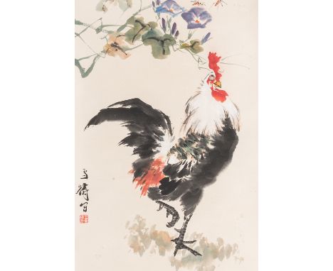 Full title: Chinese school, after and with the signature of Wang Xuetao (1903 - 1982): Rooster, ink and colours on paperDescr
