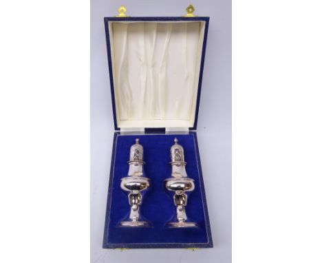 Shop stock: pair silver-plated salt & pepper casters, by Laurence R. Watson & Co. cased Condition Report Click here for furth