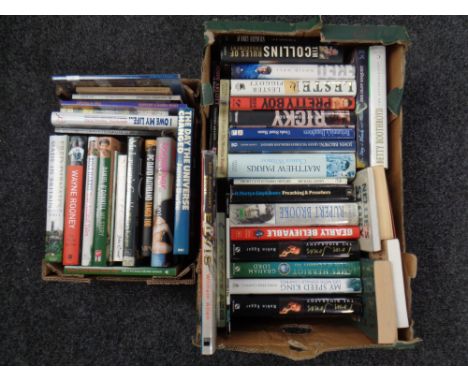 Two boxes of hardback volumes to include autobiographies, Elvis etc 