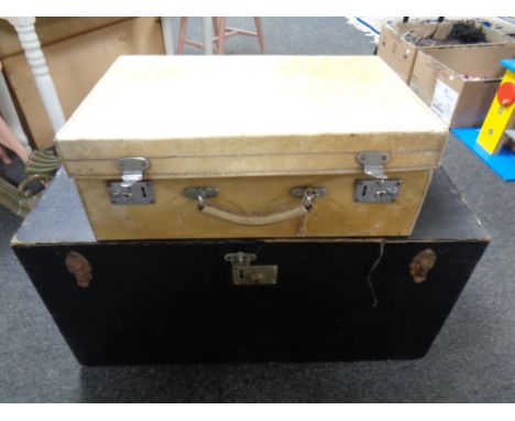 A vintage Elford trunk together with a pig skin leather luggage case