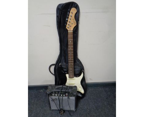 An Elevation electric guitar together with a Gear 4 Music S15G guitar amplifier.