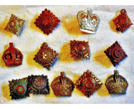 British Army Officers Rank Insignias - Group of (12) includes: Crowns and stars, mostly gilt and enamel etc. 