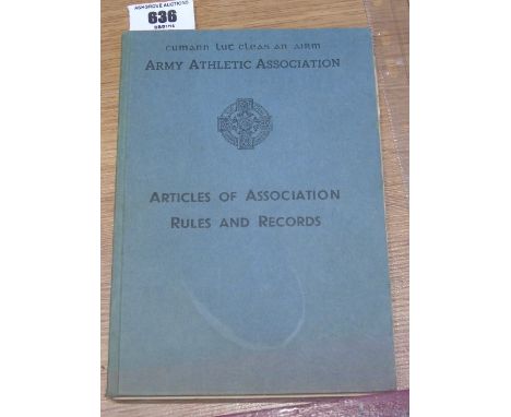 Army Athletic Association - Articles of Association Rules and Records. Printed Dublin: Corrigan & Wilson. 1937.