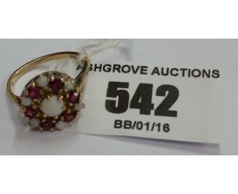 A 9ct Ruby & Opel Cluster Ring.