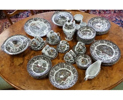 A Large Ironstone 'Old Country Castles' Dinner & Tea Service for Six, approx 70 pieces.