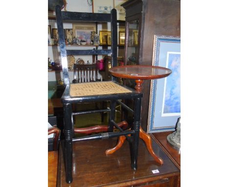 A 20th Century Wine Table; with An Early 20th Century Ebonised Nursing Chair with Cane Seat and A Late 19th Early 20th Centur