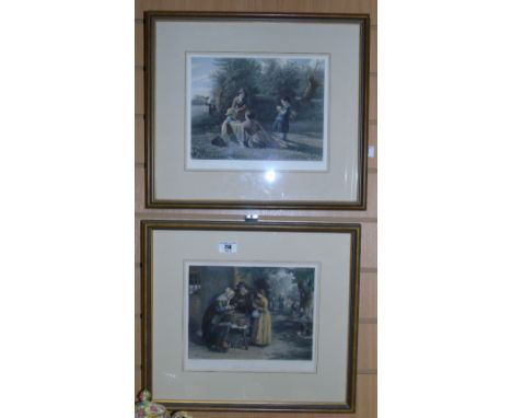 A Well Framed 19th Century Engraving, The First Day of Oysters & a Coloured Engraving, Spring (2).