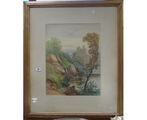 A Large 19th Century Coloured Print of a River Scene.