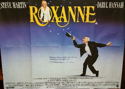 Roxanne Movie Poster, starring Steve Martin & Darryl Hannah, 1987 (1).