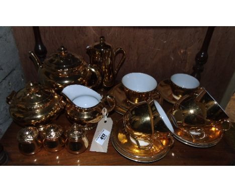 A Quantity of Royal Worcester Teawares; with gold plated decoration.