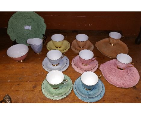 A Colourful Royal Albert Gossamer Tea Service for Six, 21 pieces, together with two teacup and plate luncheon sets.