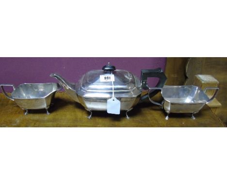 A Good Art Deco Three Piece Tea Service.